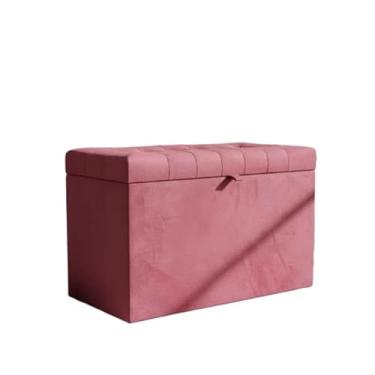 Imagem de Puff Baú Decorativo Estofado C/pistão á gás 68 cm 100% MDF(ROSA PINK,Rodizios c/travas)