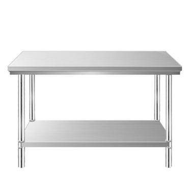 Imagem de Dyale Mesa de aço inoxidável para preparação e trabalho 50 x 81 cm, NSF Commercial Heavy Duty Table com prateleira inferior e pernas galvanizadas para restaurante, casa e hotel
