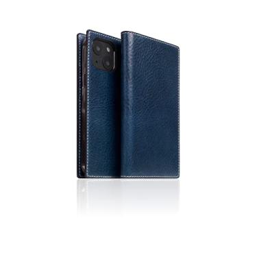 Imagem de SLG D+ Capa carteira de couro Temponata italiana para iPhone 13 Mini - estilo diário feito à mão com porta-cartões e bolso lateral para dinheiro, caixa de presente incluída (azul)