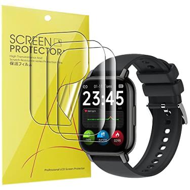 Imagem de Lamshaw Protetor de tela compatível com Popglory 1.85 Smart Watch, [pacote com 3] Película protetora de tela de cobertura total 3D compatível com o relógio inteligente Popglory P66 de 1,85 polegadas