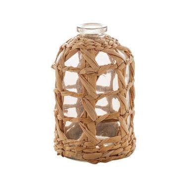 Imagem de Vaso Decorativo Em Vidro Transparente Trançado Fibra Natural Wolff 15x9cm