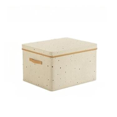 Imagem de Caixa Organizadora Dobrável com Tampa Transparente | Organizador para Armário e Closet | Caixa de Armazenamento com Zíper (2,bege)