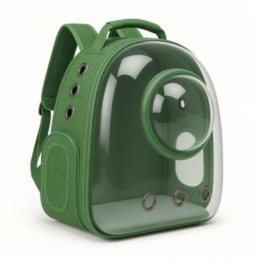 Imagem de Mochila Transporte Pet Astronauta Transparente Ventilação 360°, Visão Panorâmica (até 6 kg) Verde