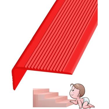 Imagem de Degraus De Escada Antiderrapantes Para Degraus De Madeira, Nosing De Escada De Borracha Autoadesiva, Fita De Moldagem De Nariz De Escada De Alinha, Degraus De Escada Interno, Red, L 1.2m/47.2in