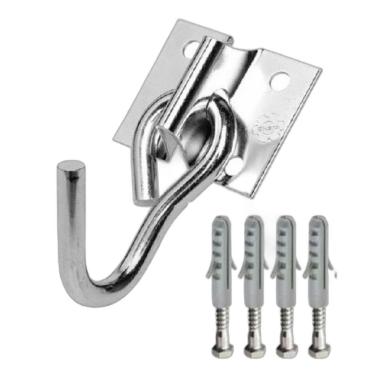 Imagem de Kit Gancho De Rede Reforçado Aço Com Parafusos E Bucha