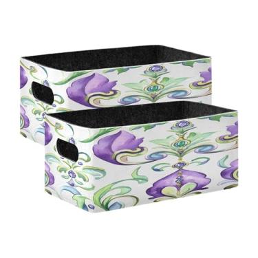 Imagem de xigua Conjunto de 2 caixas de armazenamento de carnaval em aquarela, cubo de armazenamento dobrável, organizador de cestas de armazenamento para livros, prateleiras, armário, lavanderia, berçário