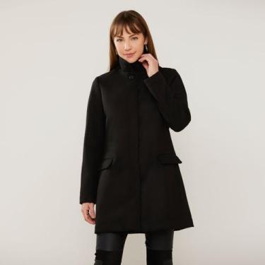 Imagem de Casaco Sobretudo Lã  Batida Preto Miss Joy 7693 Feminino, 44, Preto, M