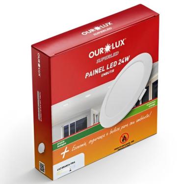 Imagem de Painel Led Super Eco Embutir Redondo 24w Biv 6500k - 02905 - Ourolux Painel Abs Led Embutir 24w Biv 6500k Red.ourolux