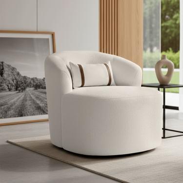 Imagem de Puff Poltrona Decorativa Orgânica Roma Sala Bouclé Com Almofada