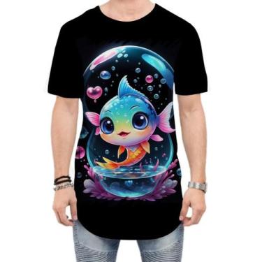 Imagem de Camiseta Longline Peixinho Feliz no Aquário Peixe 1 - Kasubeck Store®,