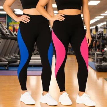 Imagem de Kit c/ 2 CALÇAS LEG Legging REDINHA Cintura Alta Fitness Treino Casual
