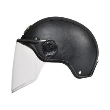 Imagem de Capacete De Couro Vintage Para Motociclistas Masculinos Com Viseira Ha