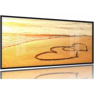 Imagem de Quadro Decorativo Corações Na Praia 130x60 Moldura Preta 2x2