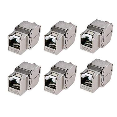 Imagem de Conector RJ45 Cable Matters Keystone, Blindado, Listado pela UL, Obturador Integrado, Cat6A / Cat6 de 10 Gbps, 6 Unidades