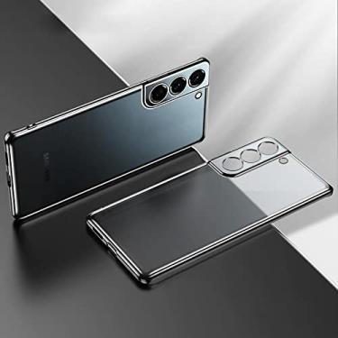 Imagem de Capa de telefone folheada a ouro para Samsung Galaxy S21 Ultra S20 Plus S22 S 21 20 5g Capa protetora de silicone transparente, preta, para S30
