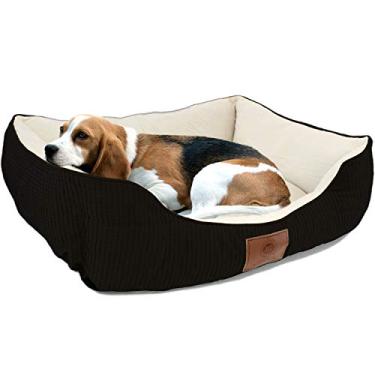 Imagem de American Kennel Club Cama pequena preta para cães, aconchego de trama sólida, AKC Pet Cuddler, 66 cm