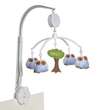 Imagem de Potinho de Mel Móbile Musical Corujas Quarto Bebê Menino Azul