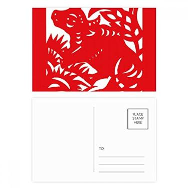 Imagem de Cartão postal cortado em papel Ox Animal China Zodíaco Conjunto de cartões postais de aniversário Cartão de agradecimento