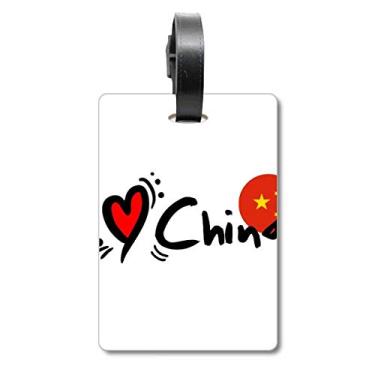 Imagem de I Love China Palavra Bandeira Coração Mala Etiqueta Cartão de Bagagem Scutcheon Etiqueta