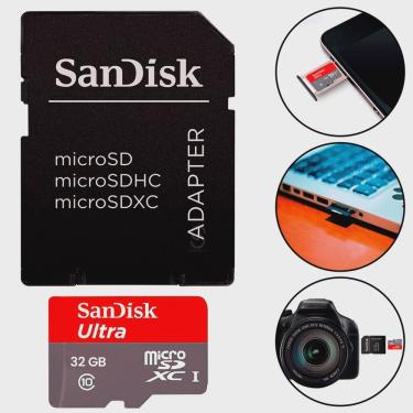 Imagem de Cartão de Memória Micro sd SanDisk Ultra 32GB com Adaptador