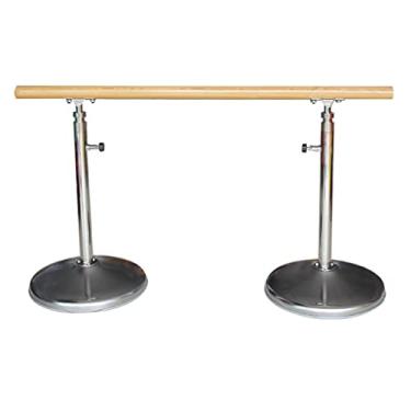 Imagem de Ballet Barre Barra de balé portátil de aço inoxidável, altura ajustável de 80 a 120 cm, base de aço inoxidável e poste de madeira (Size : 2M/6.6FT)