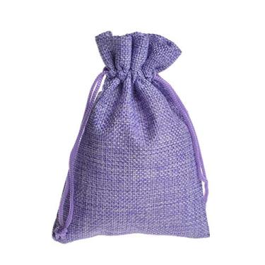 Imagem de Tvoip Pacote com 30 sacos de serapilheira com cordão, bolsa de joias para festa de casamento e artesanato DIY (roxo claro, 10 x 14 cm)