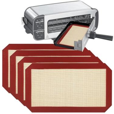 Imagem de Pacote com 4 tapetes reutilizáveis de silicone para Ninja ST100 e ST101 Foodi torradeira flip 2 em 1 (24 cm C x 14 cm)