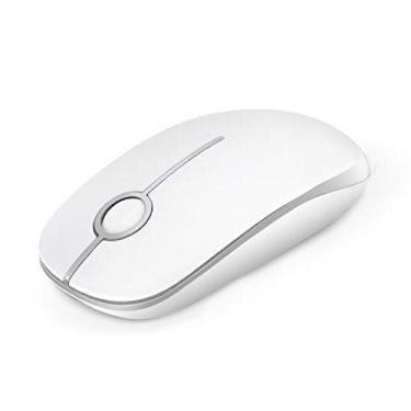 Imagem de Mouse sem fio Vssoplor, mouse de computador portátil fino de 2,4 G com nano receptor silencioso mouse óptico para notebook, PC, laptop, computador - branco e prata