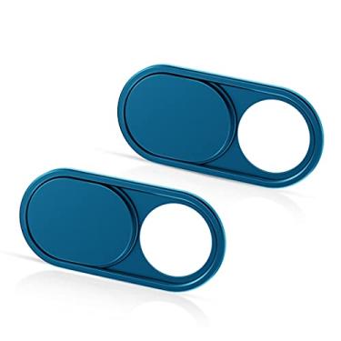 Imagem de CloudValley Capa de câmera deslizante ultrafina, azul para MacBook Air, laptop, iMac, desktop, PC, MacBook Pro, iPad, iPhone 8/7/6, proteção de privacidade da câmera Web [2 unidades]