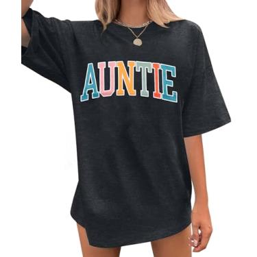 Imagem de Camiseta feminina Aunt Best Auntie para chá de bebê, anúncio do Dia das Mães, camisetas de manga curta, Cinza escuro, M