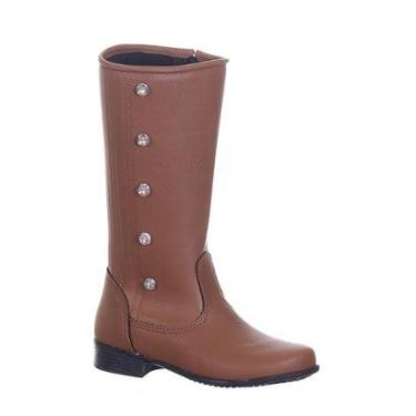 Imagem de Bota Infantil Feminina Menina Cano Alto Com Brilho Marrom Love Teen-Feminino