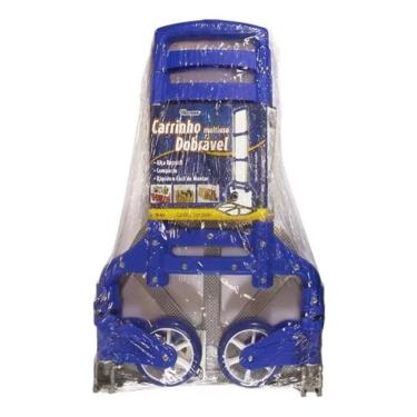 Imagem de Carrinho De Mão Dobrável Retratil Estoque + Corda 75kg Azul