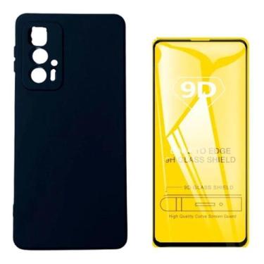 Imagem de Capa Case Silicone Aveludada Preta + Película 3d de Vidro Para Motorol