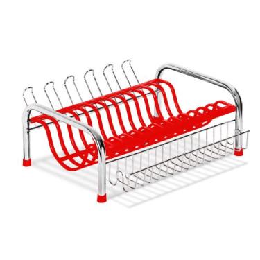 Imagem de Escorredor Secador De pratos Com Porta copo e talher vermelho N343-5 -