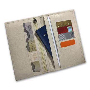 Imagem de Carteira Porta Passaporte Couro RFID Blocking 19-R Raffai Couros, Crem