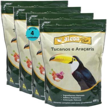 Imagem de Alcon eco club tucanos e araçaris 450g kit com 4 ração para aves