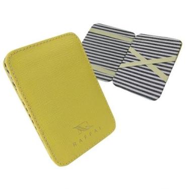 Imagem de Carteira Mágica Slim Couro 14-R Raffai Couros, Amarelo
