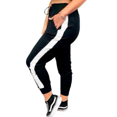 Imagem de Calça Feminina Jogger Listrada Moletom Inverno Ref.15342 - DOCCEMULHER