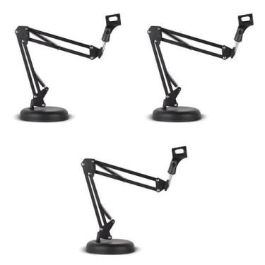 Imagem de Kit Com 3 Pedestal Suporte De Mesa Articulado Para Microfone Estúdio -
