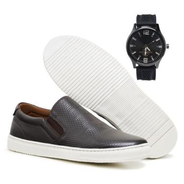 Imagem de Sapatenis Mocassim Iate Slip On Masculino Couro Legitimo Facil de Calç