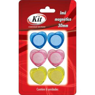 Imagem de ímã Colorido Coração 30MM - Cartela com 6 Unidades - KIT