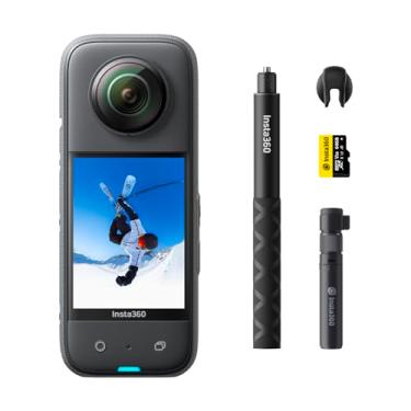 Imagem de Insta360 Kit criador X3 – Câmera de ação 360 à prova d'água com sensores de 1/2 polegada 48MP, vídeo HDR ativo 5,7K 360, foto 72MP 360, lente única 4K, modo Me 60fps, estabilização, tela sensível ao