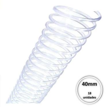 Imagem de Espiral Plastico para encadernação 40mm Transparente c/ 18Pcs - MARES