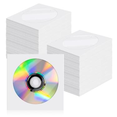 Imagem de Krijuess Capas para CD DVD, pacote com 200, capas brancas para CD DVD com janela transparente e aba (12,7 x 12,7 x 12,7 cm)