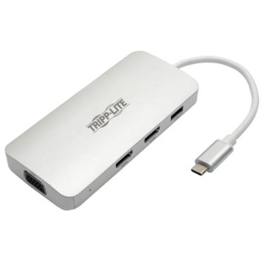 Imagem de Tripp Lite Estação de ancoragem USB C com hub USB-A, x2 HDMI, carregamento PD 1080p a 60Hz, portátil, Thunderbolt 3 prata (U442-DOCK12-S)