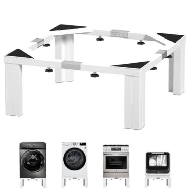 Imagem de Chinchilla Pedestal de lavanderia de aço inoxidável resistente, pedestais universais de lavadora e secadora de 40 cm de altura, suporte universal ajustável para máquina de lavar e suporte de geladeira