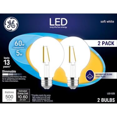 Imagem de GE Lighting 23344 LED branco suave 60W transparente G25 (pacote com 2), 2 unidades (pacote com 1)