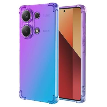 Imagem de Vokuha Capa de telefone para Redmi Note 13 Pro 4G, Poco M6 Pro 4G 23117RA68G, capa protetora traseira de TPU à prova de choque com gradiente transparente para Xiaomi Redmi Note 13 Pro 4G roxo/azul
