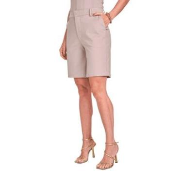 Imagem de Bermuda Alfaiataria Lado Avesso Bege Tam. 44-Feminino