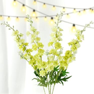 Imagem de ZYTUYO Delphinium Flor artificial 4 peças 84 cm de haste longa de larkspur falsa floral buquês de seda para vaso de chão alto, casa, cozinha, casamento, decoração de arranjo interno ao ar livre